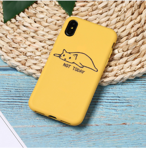 Yellow Cute Cartoon Lazy Cats Spotty Dog Corgi Puppy Soft Matte Phone Case Fundas For iPhone 7Plus 7 6Plus 6 6S 5SE 8 8Plus X XS Max 105